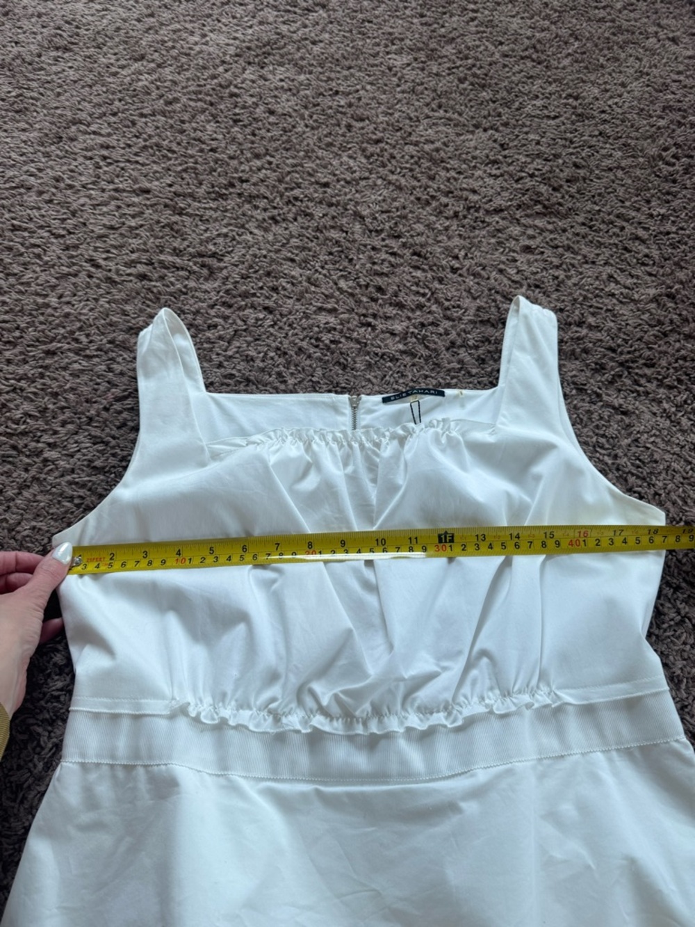 ELIE TAHARI BROOKE PEPLUM SHEATH DRESS WHITE SNAKESKIN YELLOW COTTON 12 NEW $368 - Picture 8 of 10
